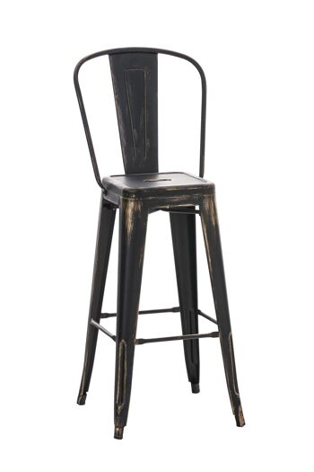 Tabouret de bar Aiden or noir antique 52x44x115 métal doré noir métal 1