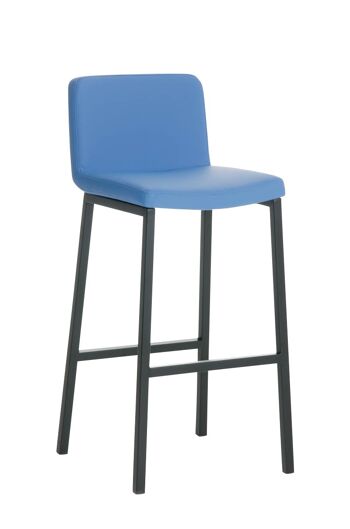 Tabouret de bar Vagos simili cuir B77 bleu 41x41x102 bleu simili cuir Métal noir mat 1