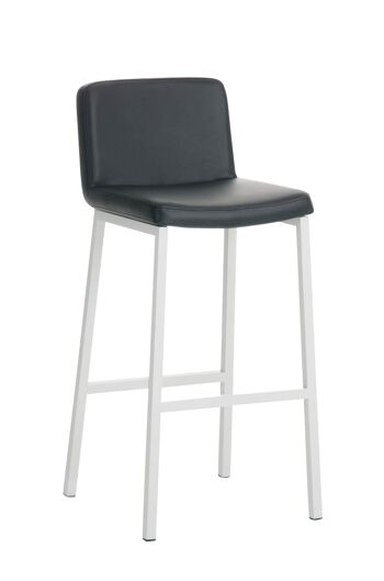 Tabouret de bar Vagos cuir artificiel W77 noir 41x41x102 cuir artificiel noir Métal blanc mat 1