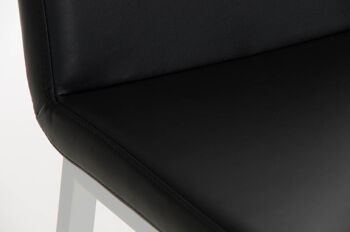 Tabouret de bar Vagos cuir artificiel W77 noir 41x41x102 cuir artificiel noir Métal blanc mat 6