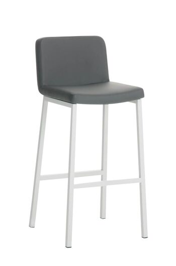 Tabouret de bar Vagos cuir artificiel W77 Gris 41x41x102 Cuir artificiel gris Métal blanc mat 1