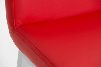 Tabouret de bar Vagos cuir artificiel W77 rouge 41x41x102 cuir artificiel rouge Métal blanc mat 6