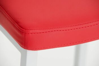 Tabouret de bar Vagos cuir artificiel W77 rouge 41x41x102 cuir artificiel rouge Métal blanc mat 7