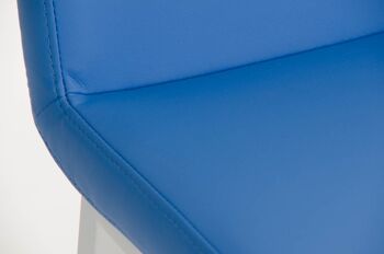 Tabouret de bar Vagos cuir artificiel W77 bleu 41x41x102 cuir artificiel bleu Métal blanc mat 6