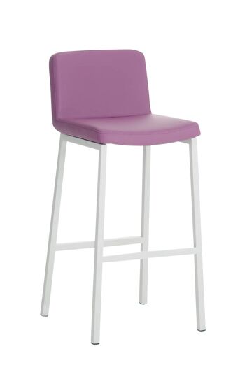 Tabouret de bar Vagos cuir artificiel W77 violet 41x41x102 cuir artificiel violet Métal blanc mat 1