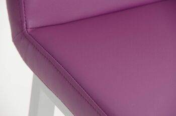 Tabouret de bar Vagos cuir artificiel W77 violet 41x41x102 cuir artificiel violet Métal blanc mat 6