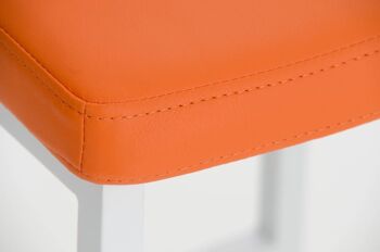 Tabouret de bar Vagos cuir artificiel W77 orange 41x41x102 cuir artificiel orange Métal blanc mat 7