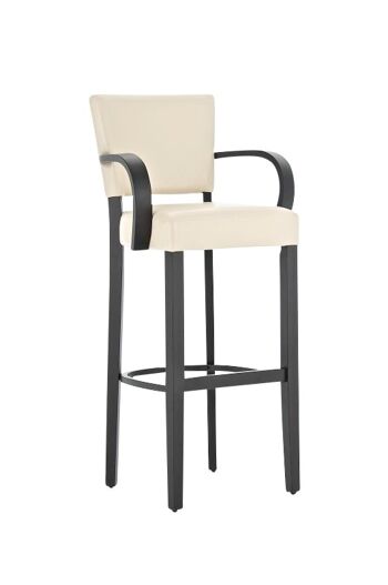 Tabouret de bar Lionel avec accoudoirs noir crème 44x56x112 cuir artificiel crème Bois 1