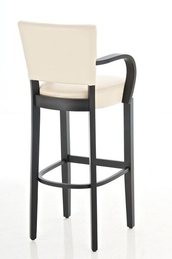 Tabouret de bar Lionel avec accoudoirs noir crème 44x56x112 cuir artificiel crème Bois 3