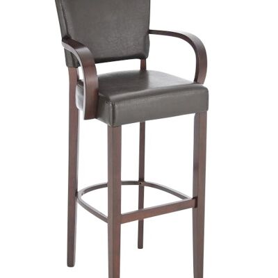 Tabouret de bar Lionel avec accoudoir cappuccino brun 44x56x112 cuir artificiel brun Bois