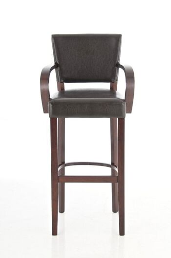 Tabouret de bar Lionel avec accoudoir cappuccino brun 44x56x112 cuir artificiel brun Bois 2