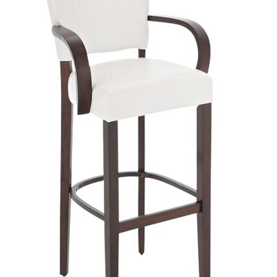 Tabouret de bar Lionel avec accoudoir cappuccino blanc 44x56x112 simili cuir blanc Bois