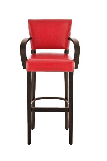 Tabouret de bar Lionel avec accoudoir cappuccino rouge 44x56x112 simili cuir rouge Bois 2