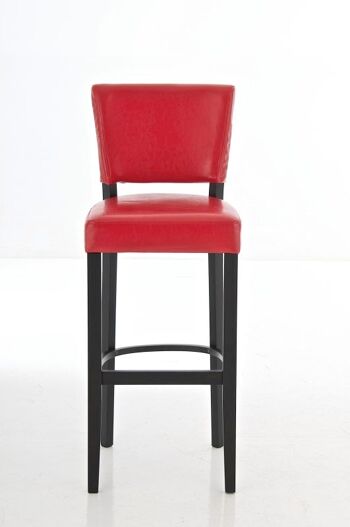 Tabouret de bar Lionel noir rouge 44x46x112 simili cuir rouge Bois 2