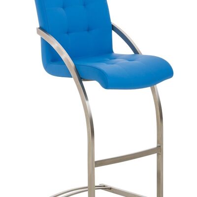 Dakota E Barhocker blau 57x47x113 blaues Kunstleder Metall mattschwarz