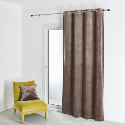Plain Velvet Curtain - Taupe - 135 X 260 cm