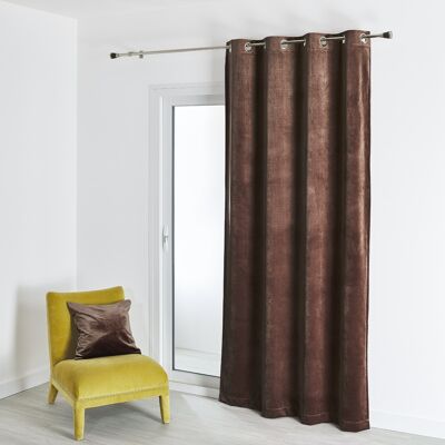 Plain Velvet Curtain - Brown - 135 X 260 cm
