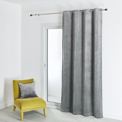 Cortina Lisa de Terciopelo - Gris Perla - 135 X 260 cm