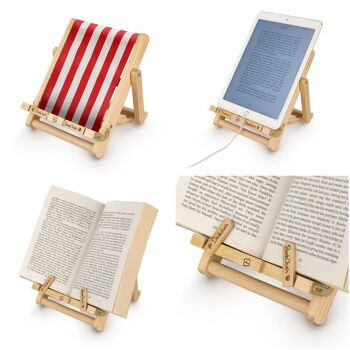 Transat Bookchair - Ipad, Tablet Stand et Book Holder - Multiraye, Bleu ou Rouge 10