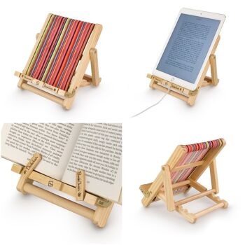 Transat Bookchair - Ipad, Tablet Stand et Book Holder - Multiraye, Bleu ou Rouge 11