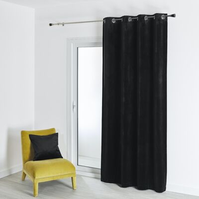 Plain Velvet Curtain - Black - 135 X 260 cm