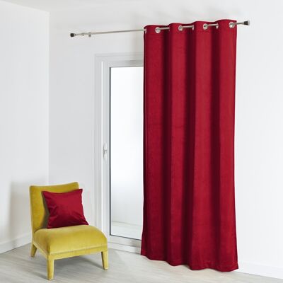 Plain Velvet Curtain - Red - 135 X 260 cm
