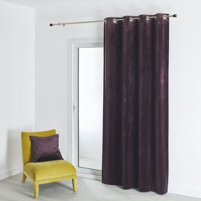 Plain Velvet Curtain - Plum - 135 X 260 cm