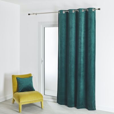 Plain Velvet Curtain - Peacock Blue - 135 X 260 cm