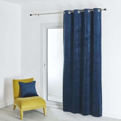 Plain Velvet Curtain - Navy - 135 X 260 cm