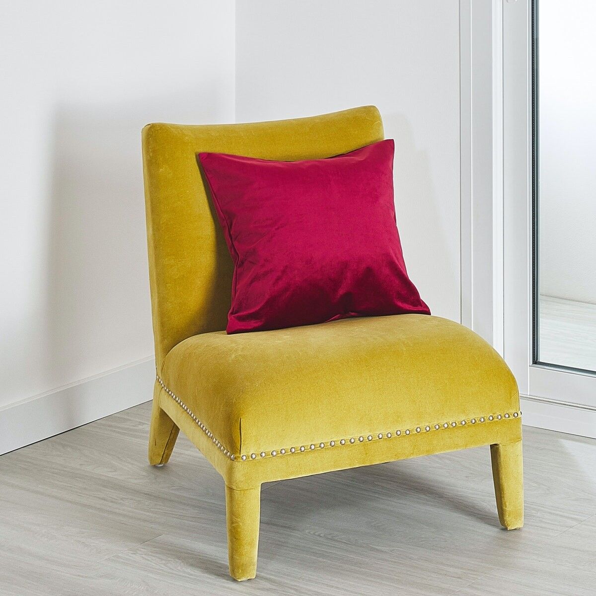 Cuscino in velluto tinta unita - bordeaux - 45 x 45 cm