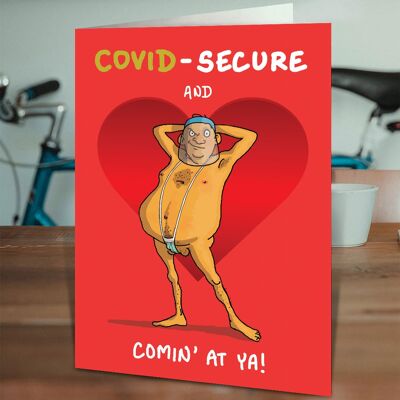 Covid Secure Comin At Ya Funny Valentines Card