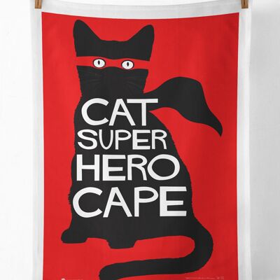 Cat Super Hero Cape Funny Tea Towel