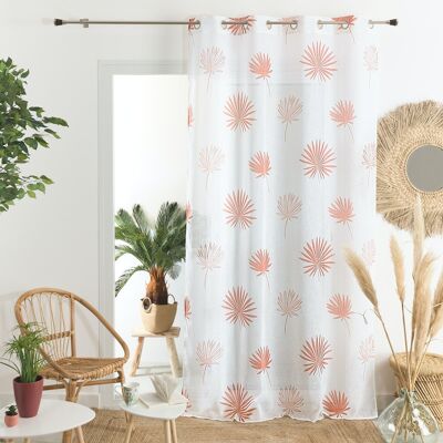 Printed Linen Effect Cheesecloth Curtain - Brick - 140 X 240 cm