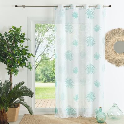 Printed Linen Effect Cheesecloth Sheer - Celadon - 140 X 240 cm