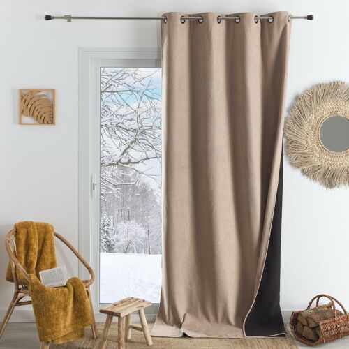 Rideau Isolant Thermique et Occultant - Beige - 140 X 260 cm