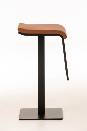 Tabouret de bar Lameng simili cuir B78 marron clair 42x39x78 cuir artificiel marron clair Métal noir mat 3