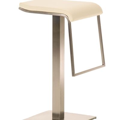 Tabouret de bar Lameng simili cuir E85 crème 42x39x85 crème simili cuir inox