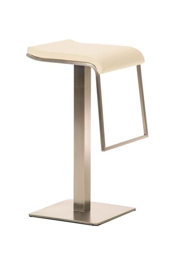 Tabouret de bar Lameng simili cuir E85 crème 42x39x85 crème simili cuir inox 1