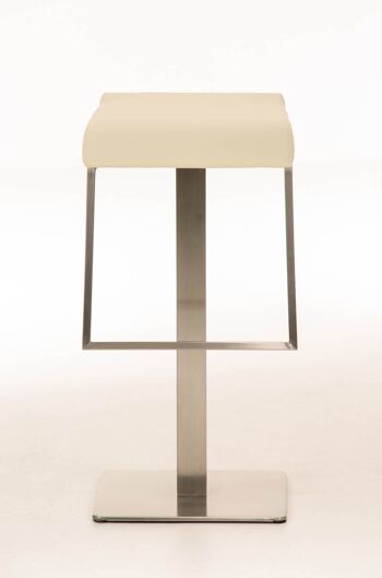 Tabouret de bar Lameng simili cuir E85 crème 42x39x85 crème simili cuir inox 2