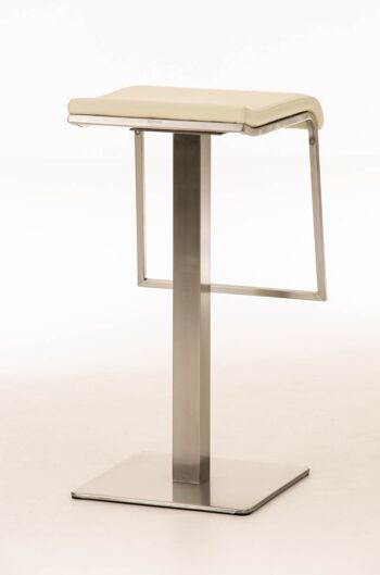 Tabouret de bar Lameng simili cuir E85 crème 42x39x85 crème simili cuir inox 4