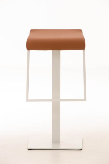 Tabouret de bar Lameng simili cuir W78 marron clair 42x39x78 cuir artificiel marron clair Métal blanc mat 2