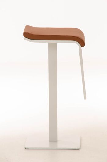 Tabouret de bar Lameng simili cuir W78 marron clair 42x39x78 cuir artificiel marron clair Métal blanc mat 3