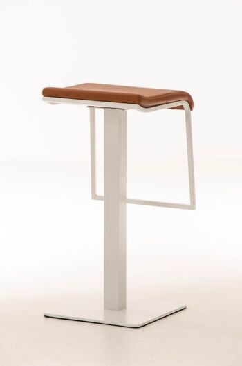 Tabouret de bar Lameng simili cuir W78 marron clair 42x39x78 cuir artificiel marron clair Métal blanc mat 4