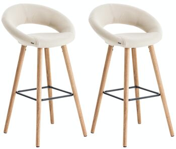 Lot de 2 tabourets de bar Tampa simili cuir crème 48x55x97 simili cuir crème Bois 1