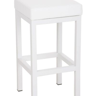 Taburete de bar Taylor W80 blanco 43x43x80 cuero artificial blanco metal