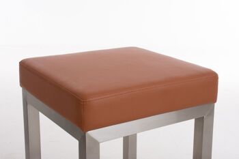 Tabouret de bar Taylor E80 marron clair 43x43x80 cuir artificiel marron clair acier inoxydable 2