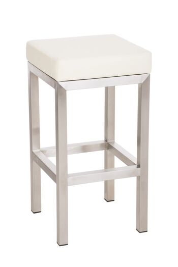 Tabouret de bar Taylor E80 crème 43x43x80 similicuir crème acier inoxydable 1