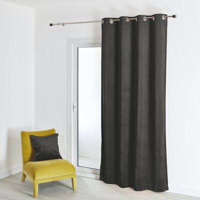 Plain suede curtain - Anthracite - 140 X 260 cm