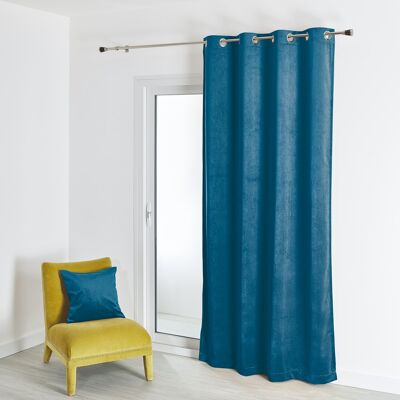 Plain Suede Curtain - Peacock Blue - 140 X 260 cm