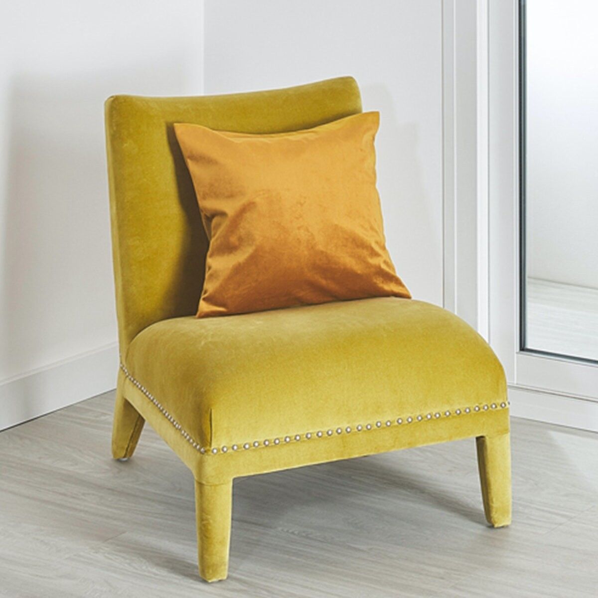 Glattes Wildlederkissen - Ocker - 45 x 45 cm